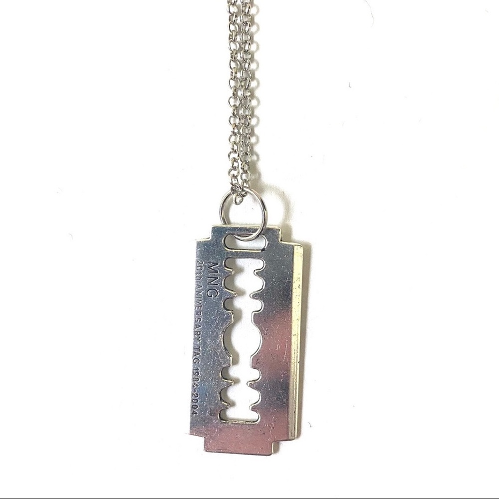 silver metal razor blade punk mall goth emo scene grunge chain pendant necklace